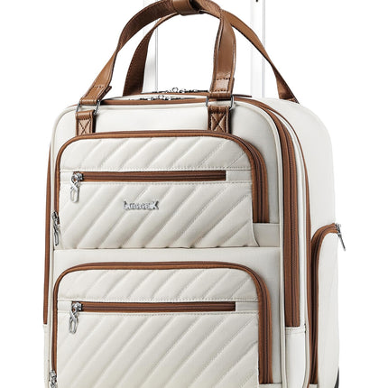 LUGGEX Underseat Carry On Luggage with Wheels, UDK Stylish Lightweight Under Seat Luggage, Soft Sided Personal Item Suitcase for Short Trip (UX-Core, Cream White, 16 Inch)