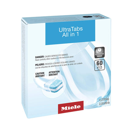 Miele 11295860 UltraTabs HyClean Dishwasher Tablets, Phosphate-Free, Pack of 60 Tablets