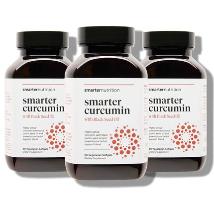 SMARTERNUTRITION Curcumin Softgels - Vegan High Absorption 400 mg Curcumin Supplement Standardized to 95% Tetrahydrocurcuminoids + Black Seed Oil & Ginger for Joint & Immune Health - 180 Ct