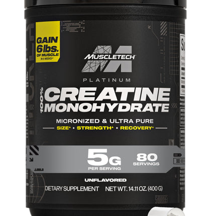 MuscleTech Creatine Monohydrate Powder, Platinum Pure - Unflavored Micronized Creatine for Men & Women - Workout Supplements for Performance, Muscle Recovery & Builder-(80 Servings) Packaging May Vary