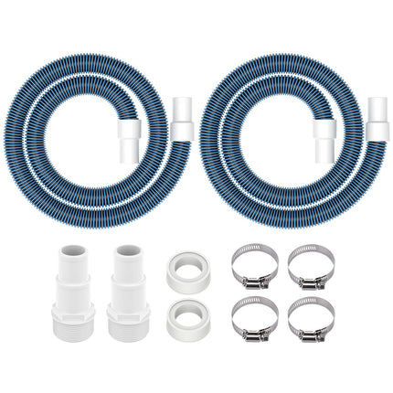 ANTOBLE 1 1/2" Swimming Pool Filter Hose Above Ground Pool Pump Hose Replacement Kit (6 Feet, 2 Hoses+4 Clamps+2 Adapters+2 Tapes)