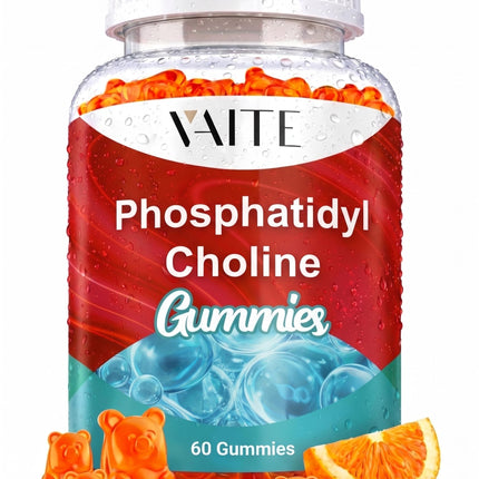 Phosphatidylcholine Gummies 600 mg (Sunflower Lecithin) 5-in-1 Choline Complex with Alpha GPC 150 mg, Phosphatidylserine 100 mg, Inositol 100 mg & Choline Bitartrate 50 mg for Daily Focus 60 Count
