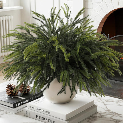 12Pcs Christmas Norfolk Pine Stems, 24'' Real Touch Branches Greenery Picks
