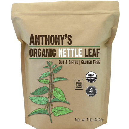 Anthony's Organic Nettle Leaf, 1 lb, Gluten Free, Non GMO, Cut & Sifted, Non Irradiated, Keto Friendly