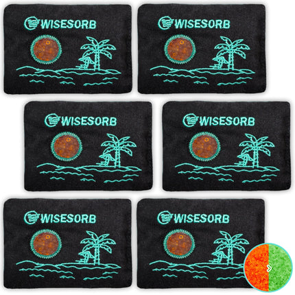 Wisesorb 6 x 500 Gram Rechargeable Silica Gel Desiccant Packs, Microwave Reactivated Moisture Absorbers, Color Indicating Reusable Dehumidifier for Car, Closet, Basement, Garage