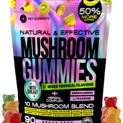 Next-Gen Mushroom Gummies with Ashwagandha and L Theanine - 10x Mushroom Supplement with Shilajit - Mushroom Nootropic Lion’s Mane Gummies - Immune, Brain Support & Chill Mushroom Complex Gummy