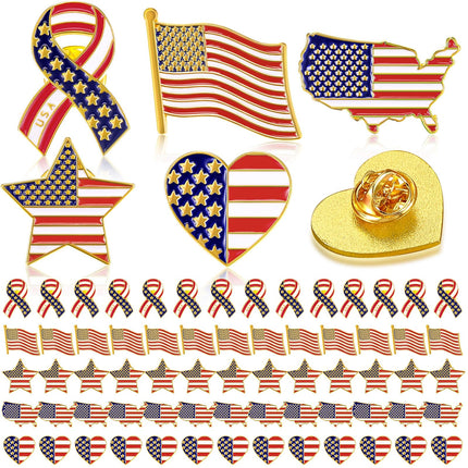 Inbagi American Flag Lapel Pins Bulk USA Waving Flag Pins Memorial Day Veteran Gifts Souvenir Hat Men Women Patriotic (50 Pcs)