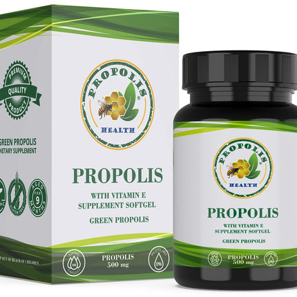 Propolis Health Propolis Capsules 1000mg-Daily with Vitamin E Per dose - Pure Brazilian Green Propolis Extract - Immune Booster 50 Days Supply -100 Capsules