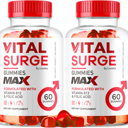 (2 Pack) Vital Surge - Vital Surge for Men, Max Maximum Strength 1050 MG, VitalSurge Supplement Support Gummy Advanced Formula, Premium Vitamin Gomitas (120 Gummies)