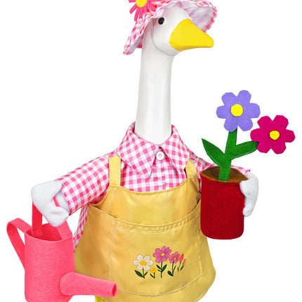 Ueyben Gardener Porch Goose Outfit Pink, Spring Goose Outfit Lawn Gooses Clothes Geese Costume for 23" Cement Plastic Geese Statue for Garden Yard Decoration