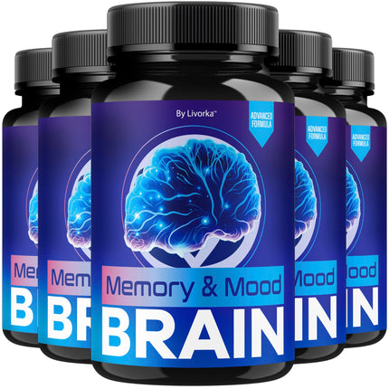 (5 Pack) Memory Mood and Brain Capsules - Official Daily Support Brain Health Supplement Pills Advanced Formula, Memory & Mood Brain & Memory Focus Reviews, 300 Capsules for 5 Months
