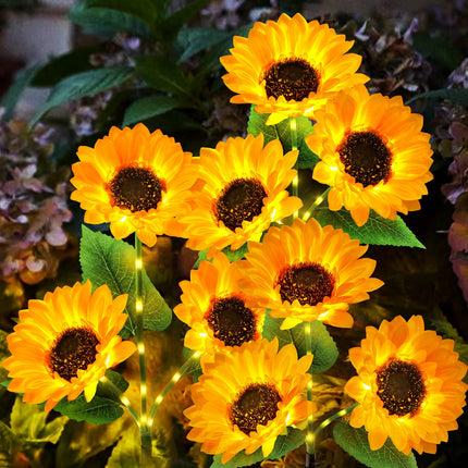 KOOPER Solar Lights Outdoor Garden Decor - Upgraded 3 Pack Solar Garden Lights with 9 Bigger Sunflower Lights, Solar Flowers Outdoor Waterproof for Flower Bed Yard Decor, Gift for Women Mom Grandma