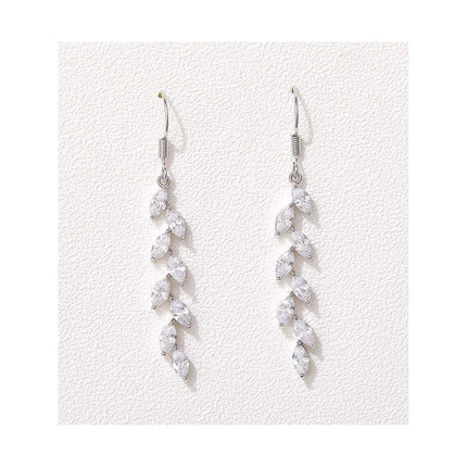 SWEETV Marquise Wedding Bridal Dangle Earrings for Brides Bridesmaid