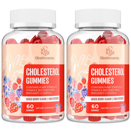 Cholesterol Supplement with Plant Sterols & Stanols, Guggul, Bergamot Orange Extract, Red Yeast Rice, Cholesterol Complex Gummies, Mixed Berry Flavor, 120 Counts