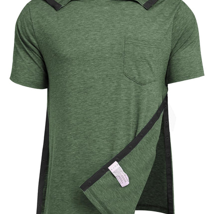Deyeek Broken Arm Shirts for Men Soft Tear Away Side Snap Adaptive Tops