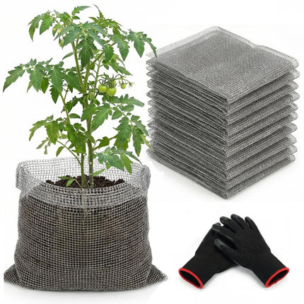 Emycool 10 Pack Gopher Baskets 5 Gallon, Gopher Cages for Planting Stainless Steel Metal Mesh to Protect Plant Root from Gophers Moles and Voles
