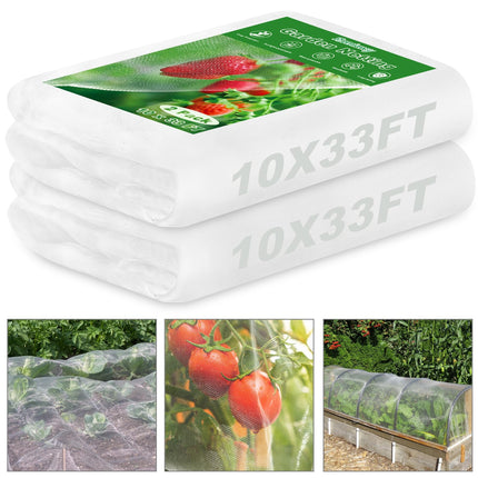 Remiawy Garden Netting, 2 Pack 10 x 33 FT Ultra Fine Garden Mesh Netting for Plants, Gardening Raised Bed Barrier Row Cover Protection Screen for Fruits Flowers Vegetables from Birds Animals Deer