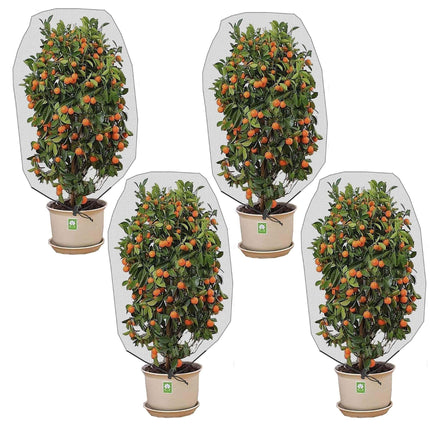 4 Pcs Insect Bird Barrier Tree Net with Drawstring, 4.9 x 3.2 Ft Garden Bird Netting Plant Cover, Fruit Tree Netting for Protect Plants Fruits Flowers from Insect Bird Eating