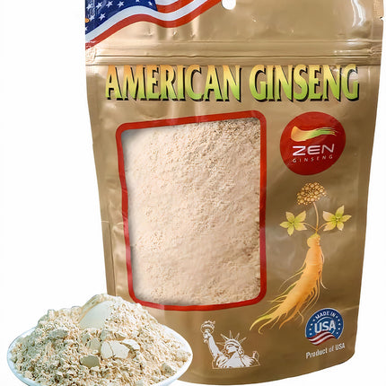 Zen Ginseng Powder - 4 oz. Bag of American Wisconsin Ginseng - Non-GMO, Gluten Free - for Soups, Teas, Coffee, Juices, Smoothies and Baking.