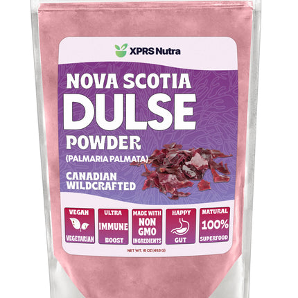XPRS Nutra Dulse Powder (Palmaria Palmata) - Canadian Wildcrafted Nova Scotia Dulse Powder for Thyroid and Bones - Vegan Friendly Atlantic Duls (16 Ounce)
