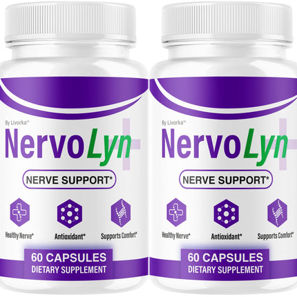 (2 Pack) NervoLyn Capsules - Official Nervo Lyn Advanced Supplement Formula Nerve Health, Natural NervoLyn Brain & Memory Focus Vitamins Suppor for Overal Health & Wellness, 120 Capsules for 2 Months
