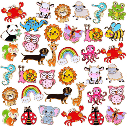 Hoteam 60 Pcs Cute Enamel Pins for Backpack Cartoon Animals Lapel Brooch Bulk Funny Trading Pins Bulk for Hat Clothes Cute Vbs Party Favor Gifts Decorations