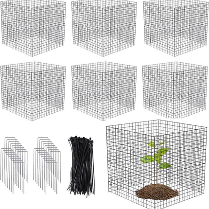 6 Pack Small Wire Plant Protectors, 24 Pieces Square Plant Protectors from Animals Mesh Plant Cage Chicken Wire Cover for Protect Plants, Garden,Shrubs and Vegetables from Animals(12x12 in)