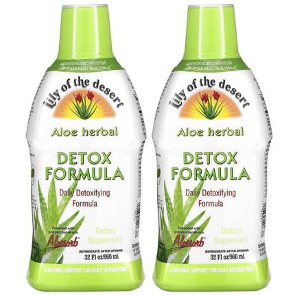 Lily Of The Desert Detox Formula 2-Pack – Aloe Vera and Trusted Herbs for Urinary Tract, Gallbladder, and Liver Support, 32 Oz Ea