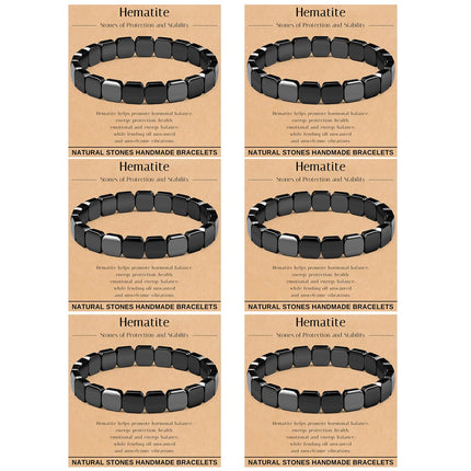 FINZOR 6Pcs Hematite Bracelet for Men Large Size Natural Stones Handmade Bracelets - Reignites Masculine Energy Male Healing Beaded Bracelets for Men Inspirational Easter Gifts A