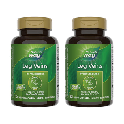 Nature's Way Leg Veins Support Blend, with Tru-OPCSTM, Vegetarian, 120 Vegetarian Capsules, Pack of 2