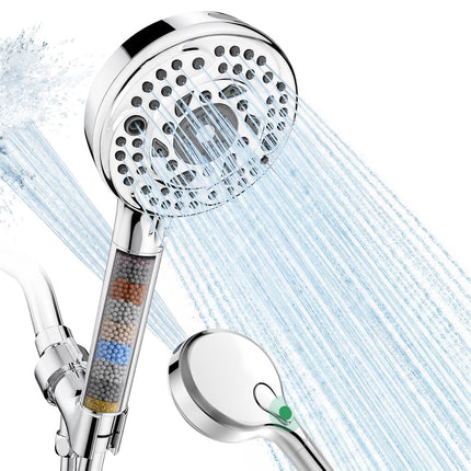 SunCleanse Filtered Shower Head with Handheld, 9-Spray Setting Detachable Showerhead with Filters, Shower Head for Hard Water - Filtered Chlorine, Improve Skin and Hair Texture, Chrome