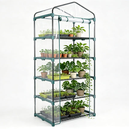 KOL 27x19x76 in PVC Cover 5-Tier Mini Greenhouse, Indoor Outdoor