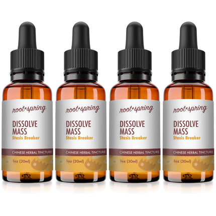 root + spring Dissolve Mass - Stasis Breaker - Herbal Tincture (Liquid Extract) Concentrate Formula with Dropper, Natural TCM Herb Blend Supplement 1 oz (Pack of 4)
