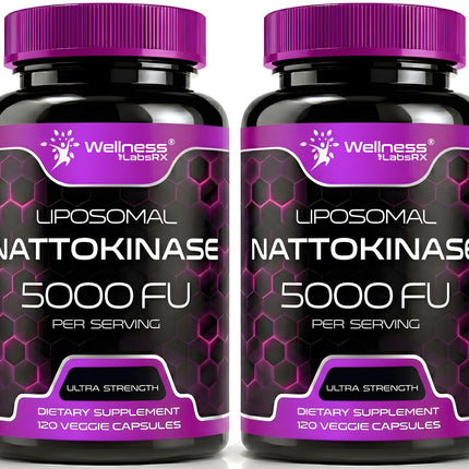 Nattokinase Supplement Capsules 5000 FU, Third-Party Tested Nattokinase – Enzymes from Japanese Natto – Daily Wellness Support – 120 Count (Pack of 2)