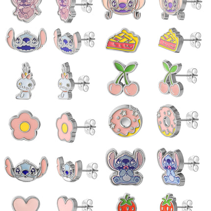Disney Lilo and Stitch Earrings for Women Pack of 12 Official License