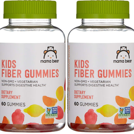 Amazon Brand - Mama Bear - Kids Fiber Gummies - Supports Digestive Health, Orange, 60 Count (Pack of 2)
