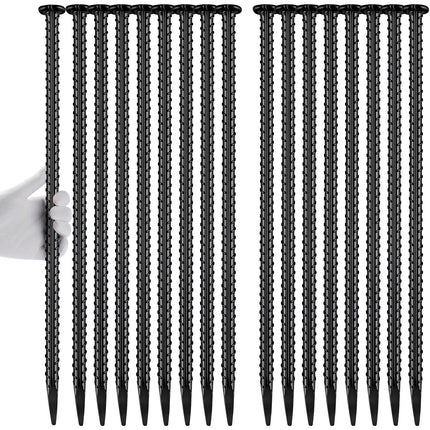 Homwin Rebar Stakes 16 inch 16-Pack Metal Ground Spikes Heavy Duty Asphalt Anchors for Railroad, Trapping, Carport, Speed Bump and Survey Black