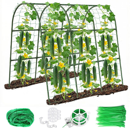 63"x47"x22" U-Shape Cucumber Trellis, Metal Plant Support with Net