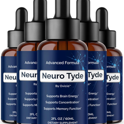 (5 Pack) NeuroTyde Drops - Neuro Tyde Support Premium Liquid Advanced Formula, Daily Neurotyde All Natural Ingredients Support Focus Memory for Overall Health & Wellness, 5 Bottles for 5 Months