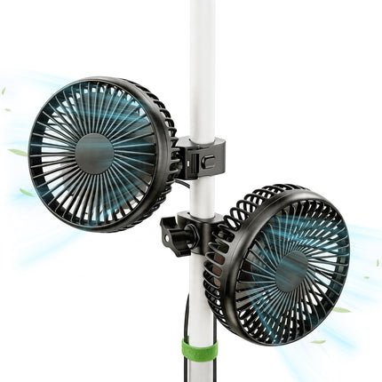 Pidemeo Grow Tent Fan 2-Pack, 5 Inch Clip On Plant Fan with Heavy Duty Screw-Lock Clamp, Non-Oscillating Tent Fans for Small Greenhouse & Hydroponics, IP54 Waterproof, 3 Speeds, 8FT Cord
