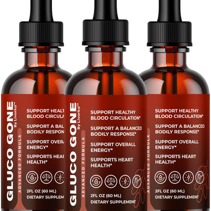 (3 Pack) GlucoGone Drops - Original Premium GlucoGone Liquid Drops All Natural Ingredients Support Advanced Formula for Overall Health & Wellness, Organic Droppers, 3 Bottles for 3 Months