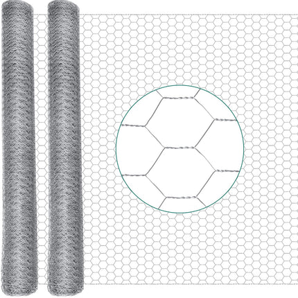 GlikCeil 48 in X 200 ft Chicken Wire Fencing Metal Floral Chicken Wire Mesh for Crafts Poultry Garden, 1 Inch Hexagonal Galvanized Hardware Cloth Netting for Poultry Coop Barrier Rabbit Cage(Silver)