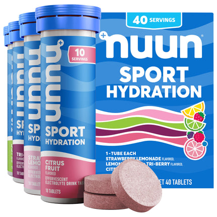 Nuun Sport Electrolyte Tablets, Gluten Free & Vegan, Mixed Flavor, 4 Pack (40 Servings Total)