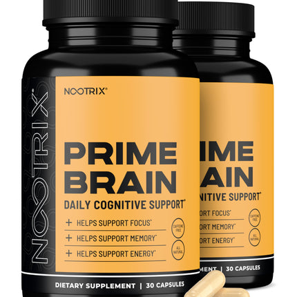 Nootrix Prime Brain Nootropic Supplement | Supports Memory, Mental Focus, Cognitive Health & Energy | Promotes Healthy Mood & Brain Function | Ginkgo Biloba, Lion's Mane & L Theanine | 60 Capsules