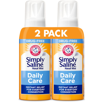 Arm & Hammer Simply Saline Daily Care Nasal Mist 4.4oz, Saline Nasal Spray, Drug-Free, 2-Pack