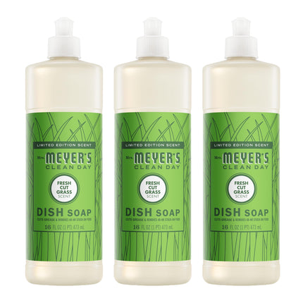 MRS. MEYER'S CLEAN DAY Liquid Dish Soap, Fresh Cut Grass, 16 fl oz, 3 Pack