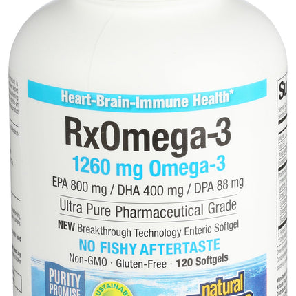 Natural Factors RxOmega-3 - Brain & Heart Health Support - Eye Health Supplement with EPA & DHA - Natural Supplement with Omega-3 Fatty Acids - 120 Softgels (90 Servings)