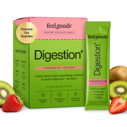 Feel Goods Gut Guardian, Gut Health Powder Packets - Probiotic Fiber with Prebiotics & L Glutamine for Digestive Health, Bloating Relief & Digestion Support, Gut Cleanse - Zero Sugar & Organic Flavor