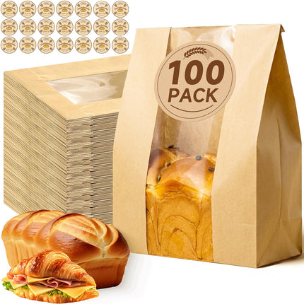 Tripho 100 Pcs Extra Thick Bread Bags for Homemade Bread with Clear Window