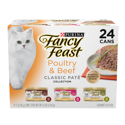 Purina Fancy Feast Classic Pate Poultry & Beef Wet Cat Food, 3 oz, 24-Pack